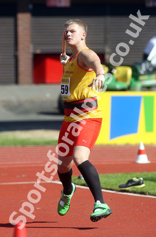 Terry Morgan (Northumberland) in the Inter Boys Javelin  at the 2011 Aviva English Schools' 81st Track and Field Championships, Gateshead International Stadium